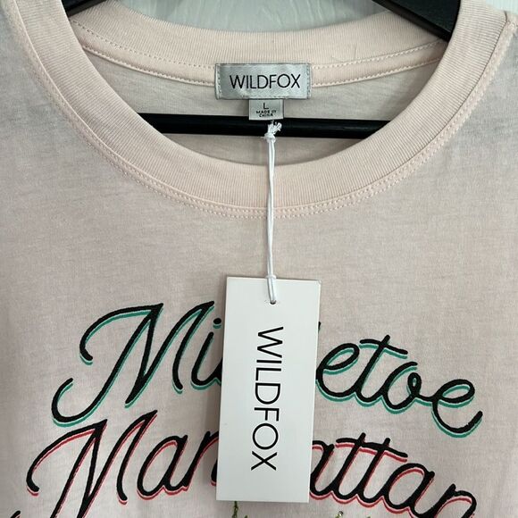 Wildfox Light Pink Mistletoe Manhattan Ryan Tee - Picture 5 of 11